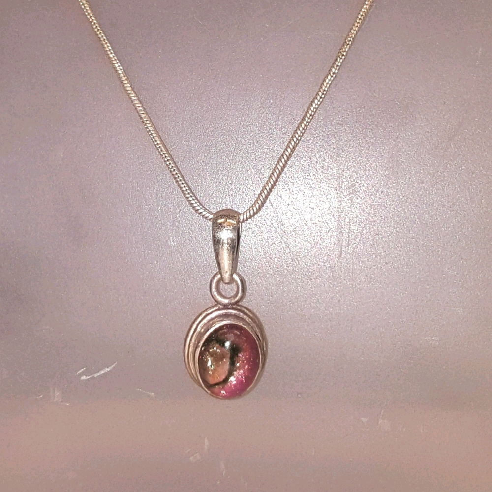 Sterling Silver Watermelon Tourmaline Pendant